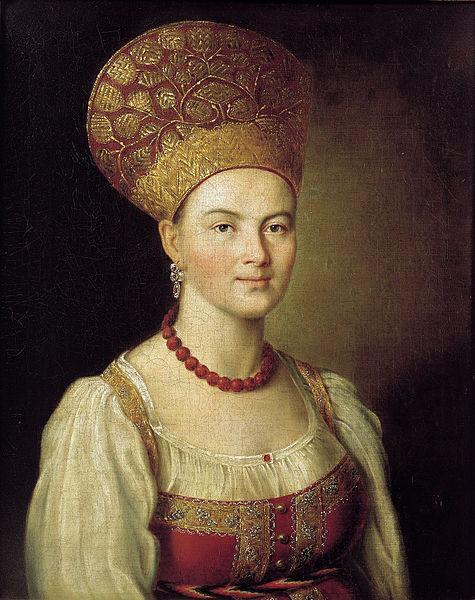 Ivan Argunov Portrait of an Unknown Woman in Russian Costume
